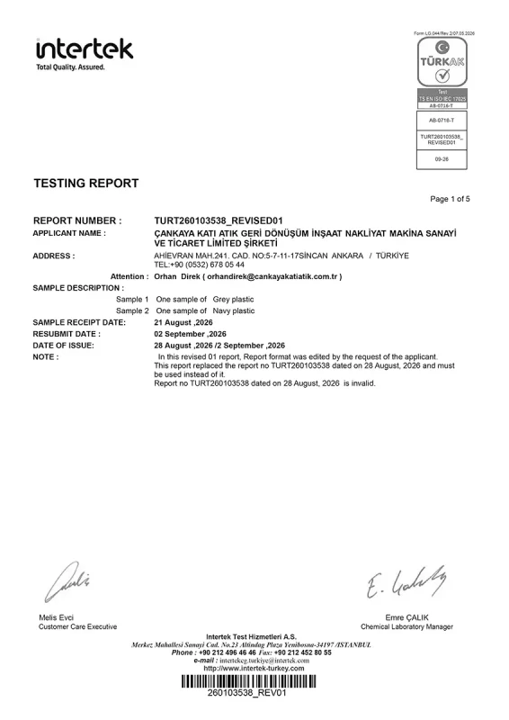 HDPE / PP Ağır Metal Analiz Raporu önizleme